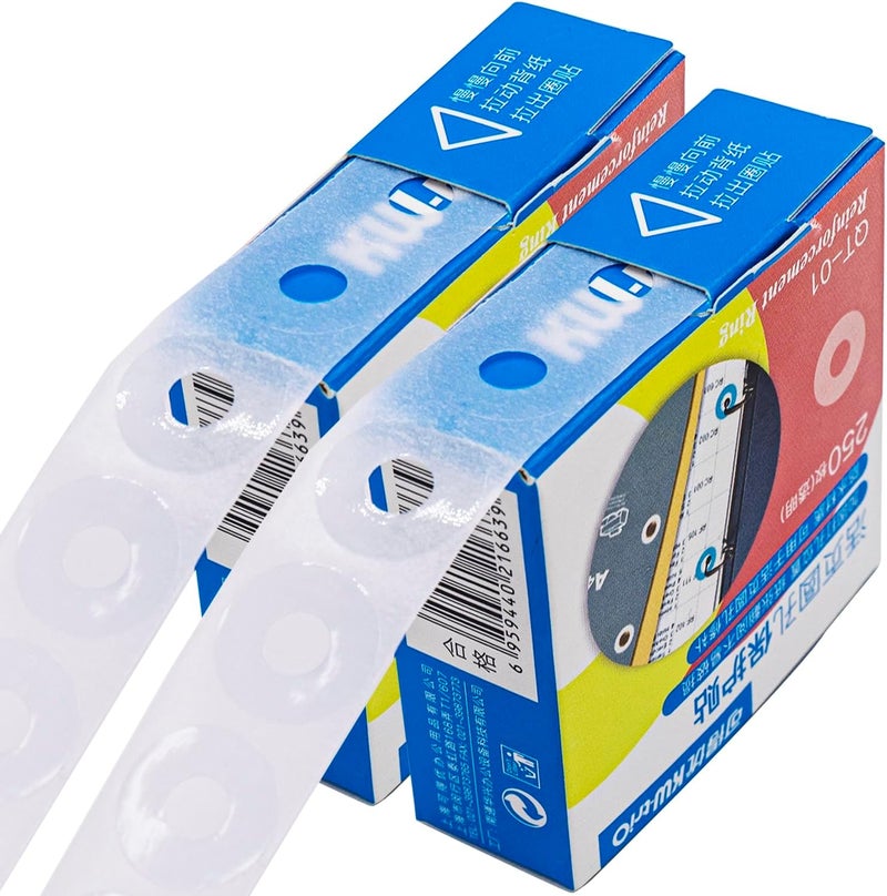 Zofly 2 Box 500 Pack 0.25 Inch Hole Reinforcement Labels, Self-Adhesive Reinforcement Ring Labels for Repairing and Strengthening Punch Holes (Clear + Clear) - Image 1